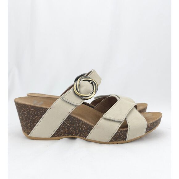 Dansko Women's Susie‎ Slip-on Strappy Footbed Cork Wedge Sandals Size 7.5/38 - Picture 2 of 13